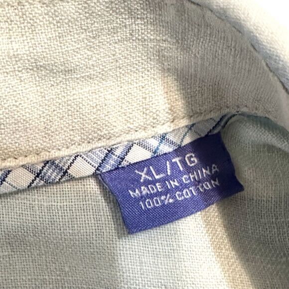 Tommy Bahama Blue Grn Striped Button Up Mens XL Long Sleeve Shirt Woven Casual - Picture 6 of 9